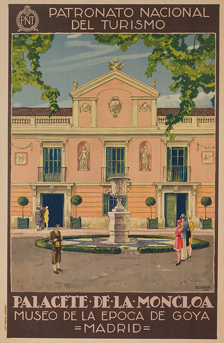 Original PNT Spanish Travel Poster Palacete de la Moncloa Museao de Goya Madrid