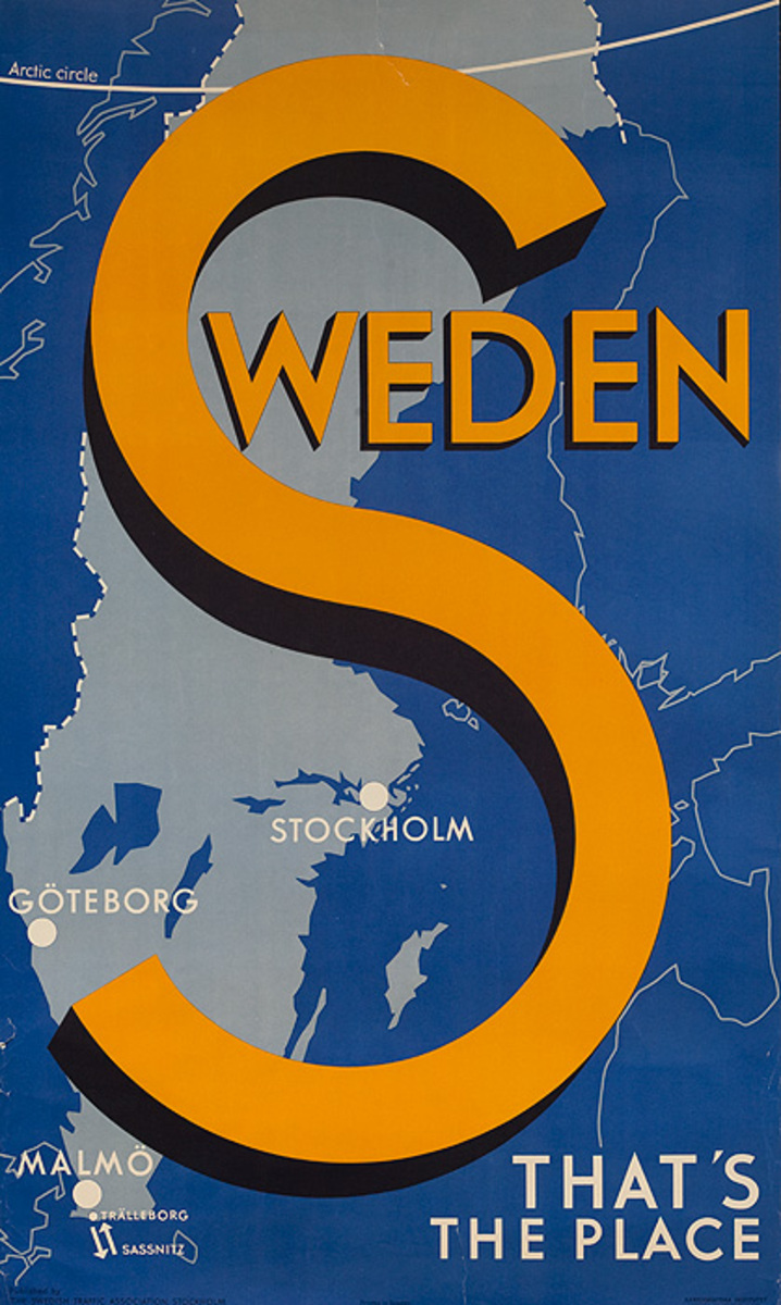 Sweden Travel Poster That's The Place Original Travel Poster