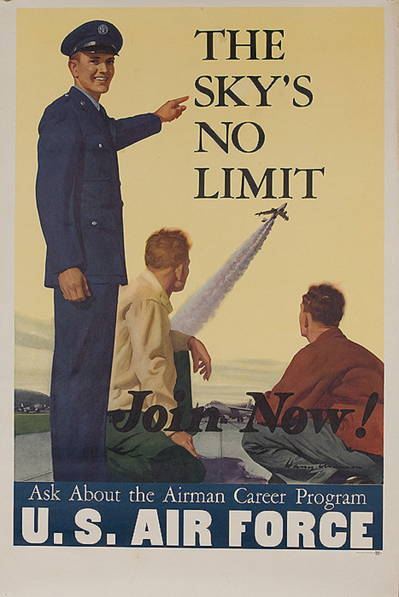 The Sky's No Limit Original Korean War Air Force Recruiting Poster