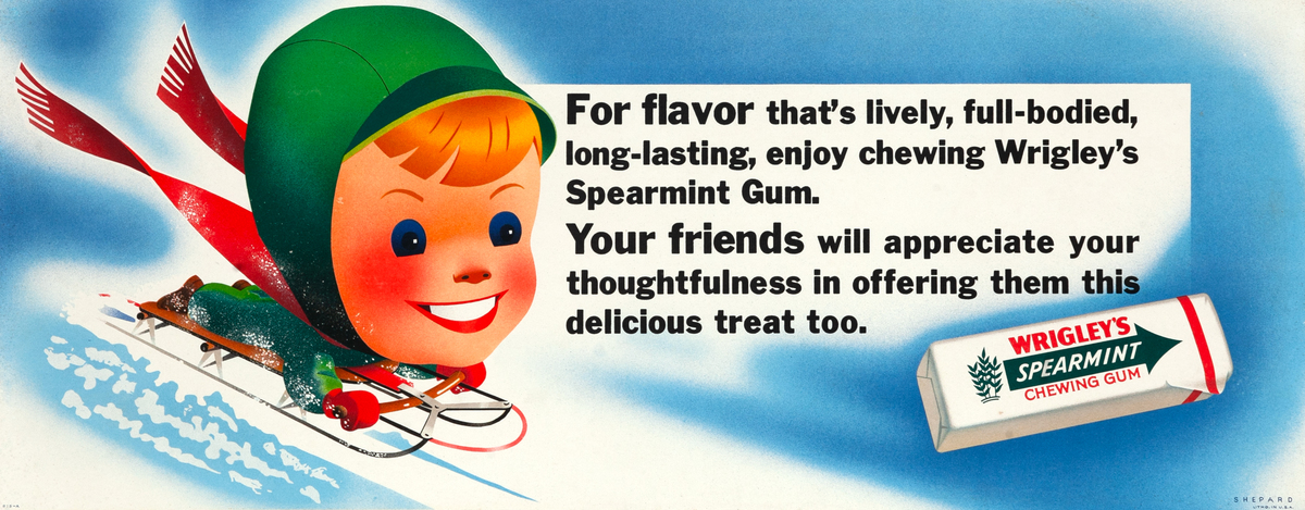 For Flavor That's Lively Original Wrigley's Gum Advertising Poster