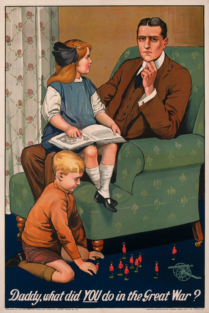 Daddy What Did YOU do In the Great War Original WWI British Recruiting Poster