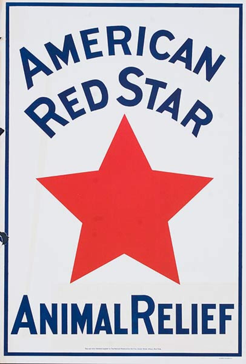 American Red Star Animal Relief Original American WWI Homefront Poster