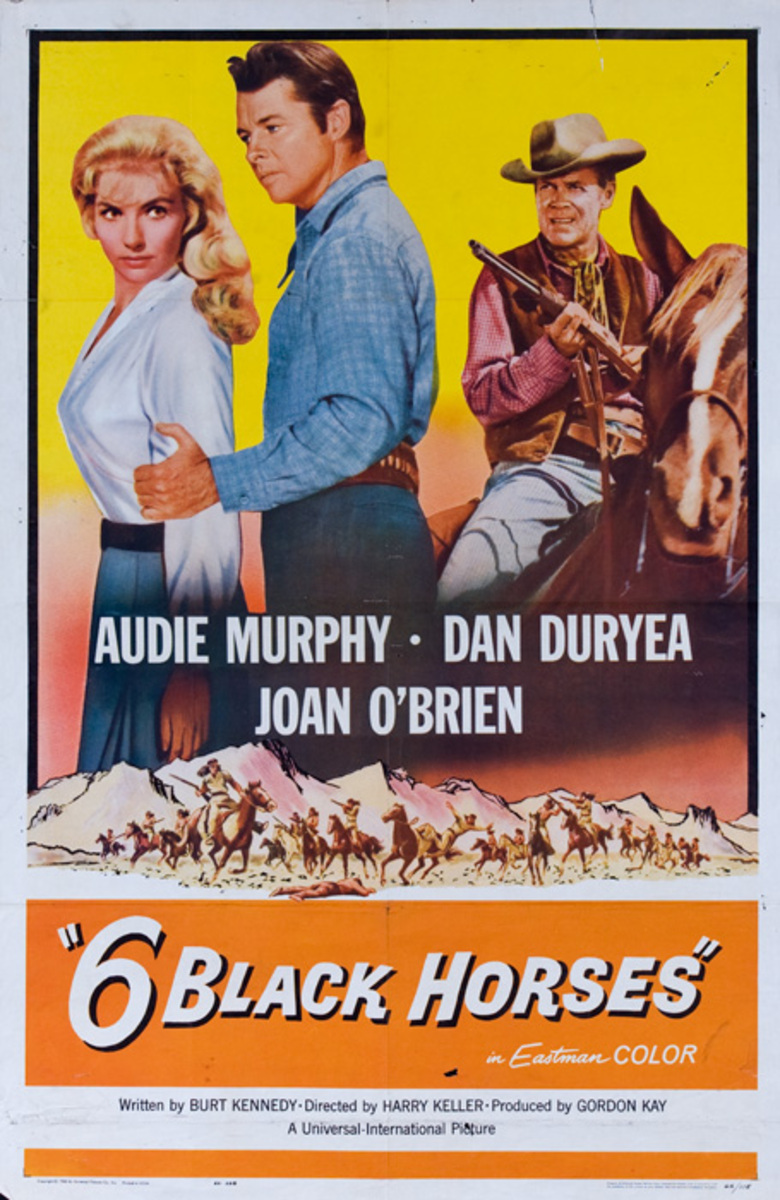 6 Black Horses Original American 1 Sheet Movie Poster