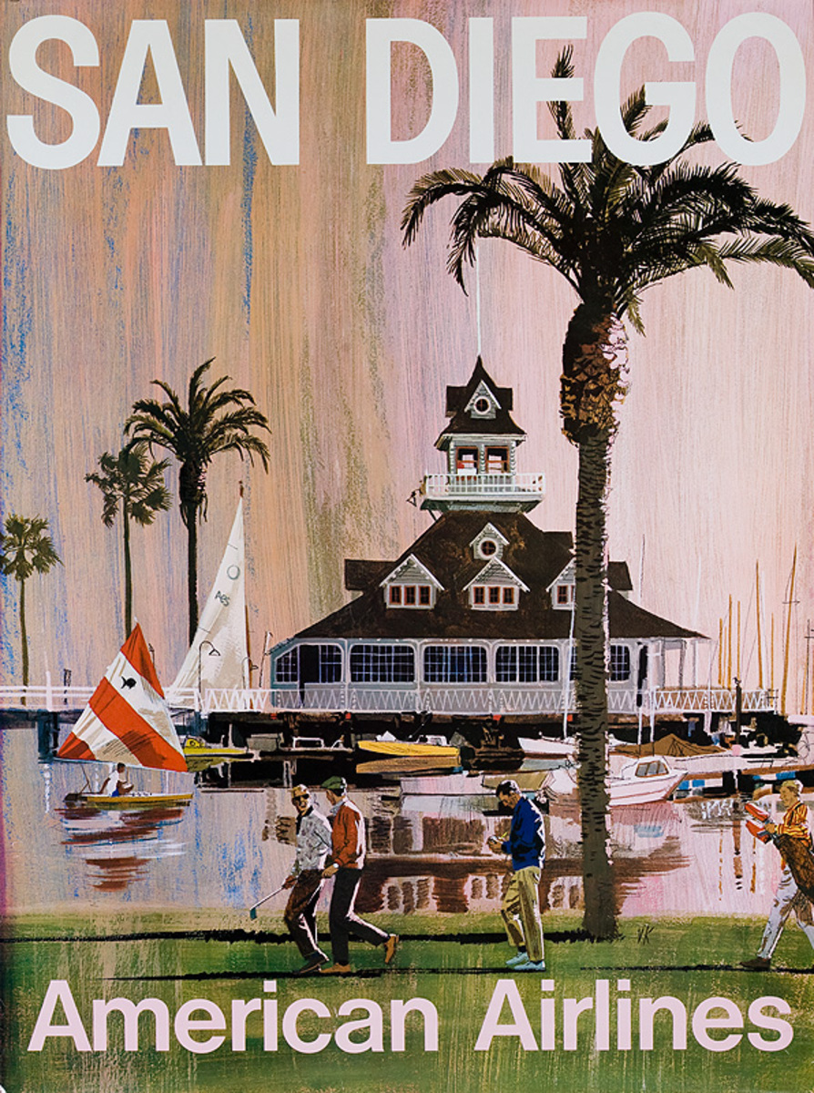 American Airlines San Diego Original Travel Poster California
