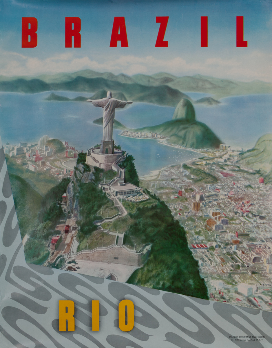 Brazil Rio de Janeiro Original Tourism Board Travel Poster