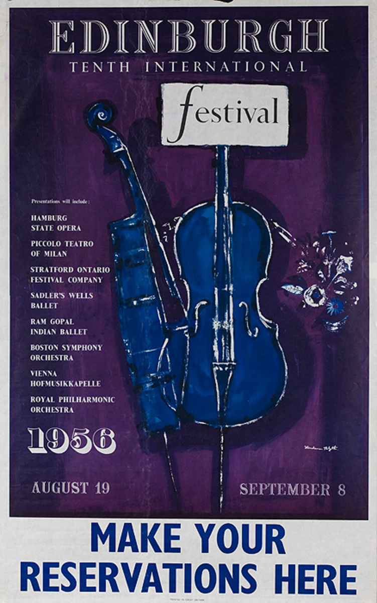 Edinburgh 10th International Festival Original Scottish Travel Poster