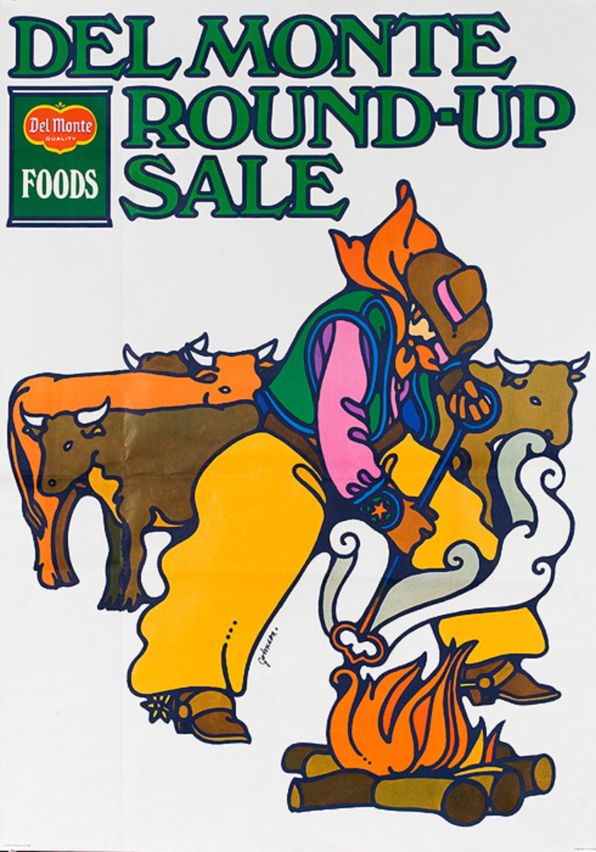 Del Monte Round Up Sale Original American Advertising Poster branding