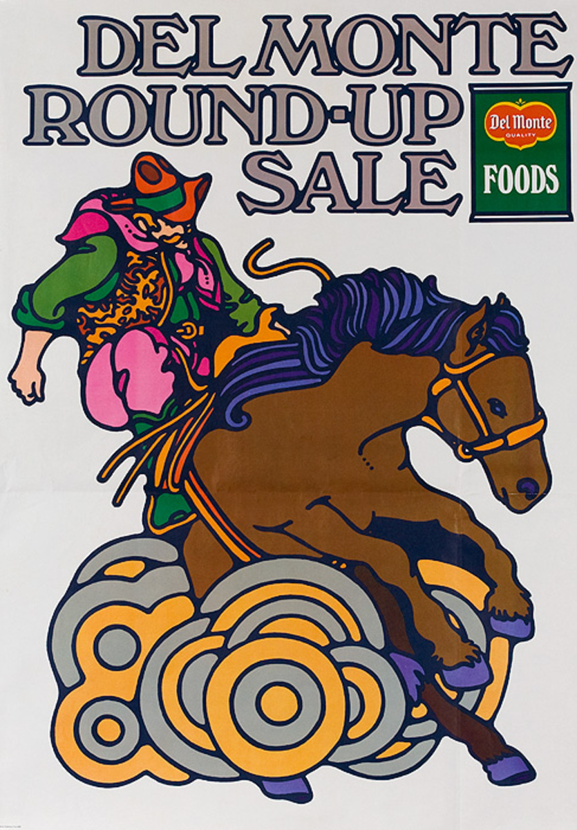 Del Monte Round Up Sale Original American Advertising Poster Bronco