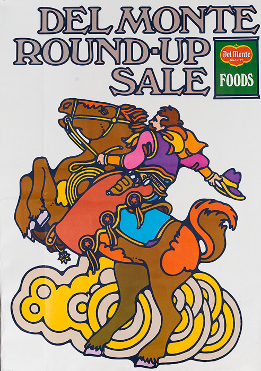 Del Monte Round Up Sale Original American Advertising Poster bucking bronco