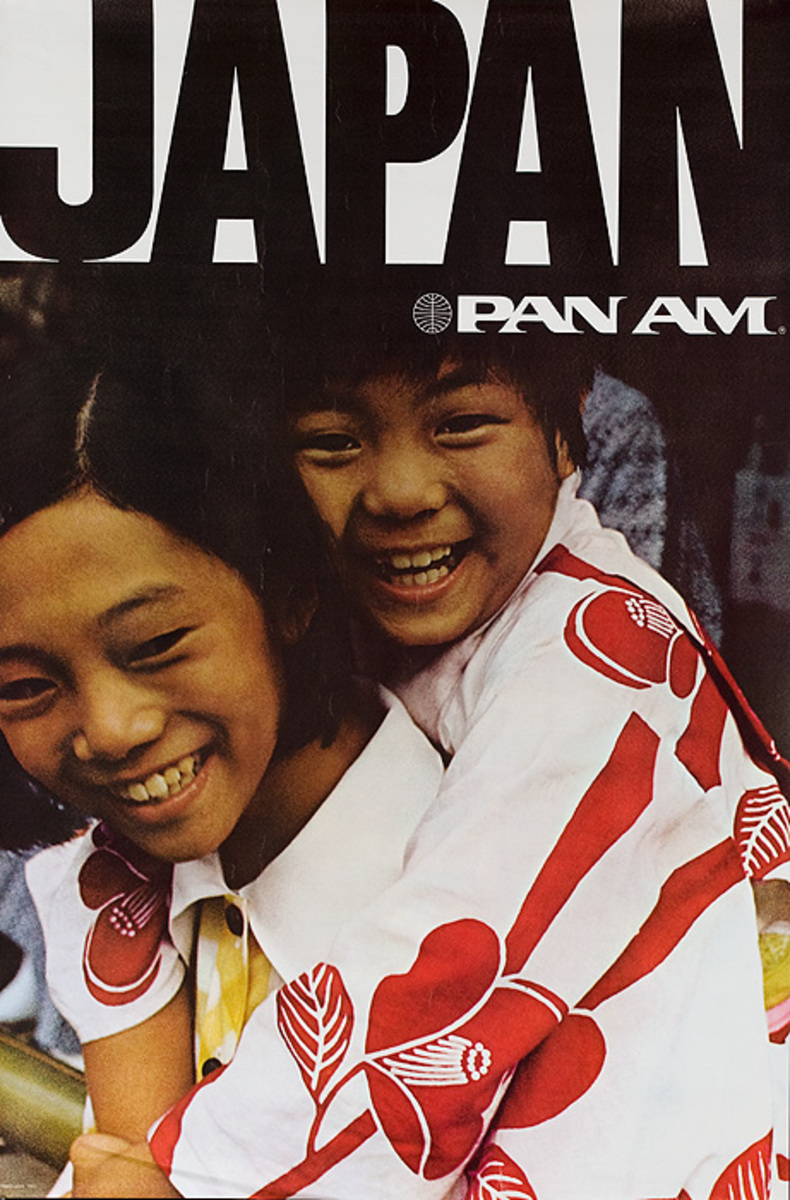 Japan Pan Am Original Travel Poster mother child