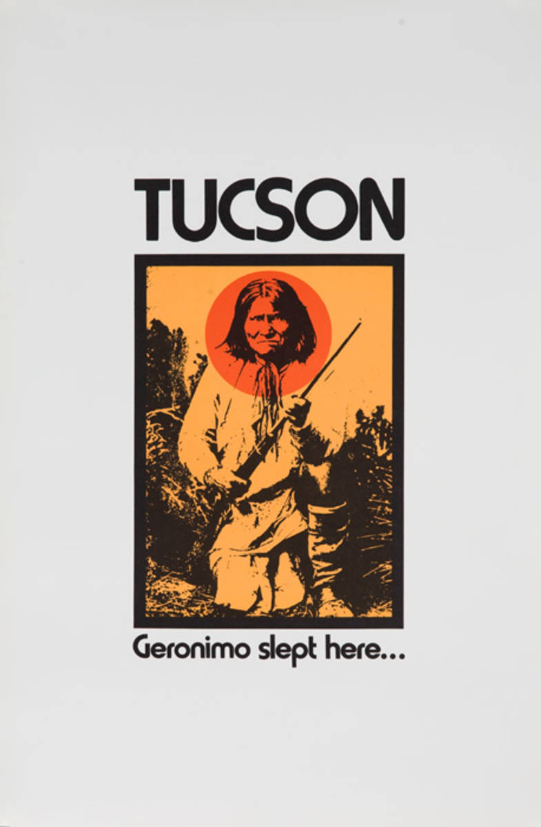 Tucson Arizona Original American Travel Poster Geronimo Slept Here