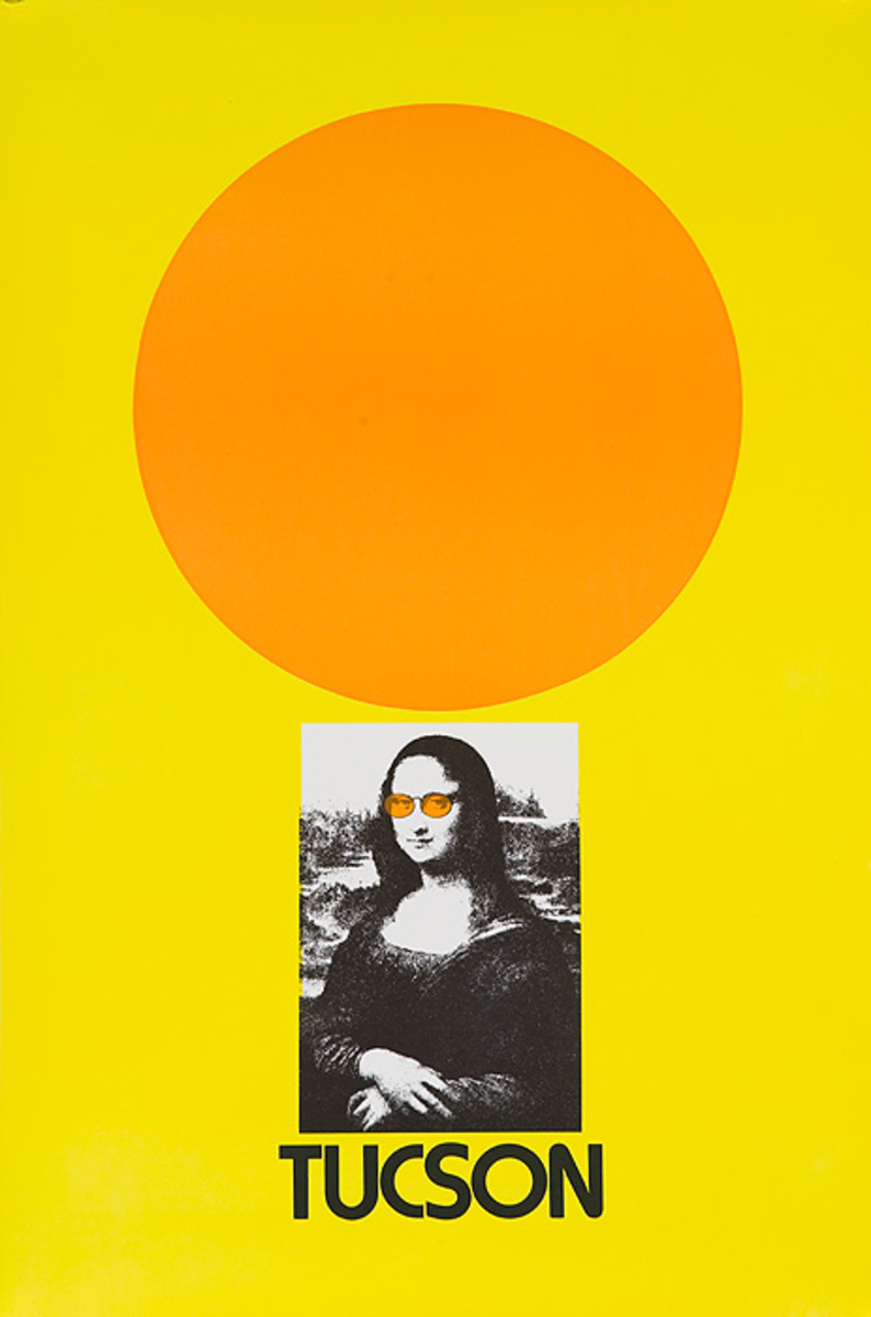 Tucson Arizona Original American Travel Poster Mona Lisa in Sunglasses