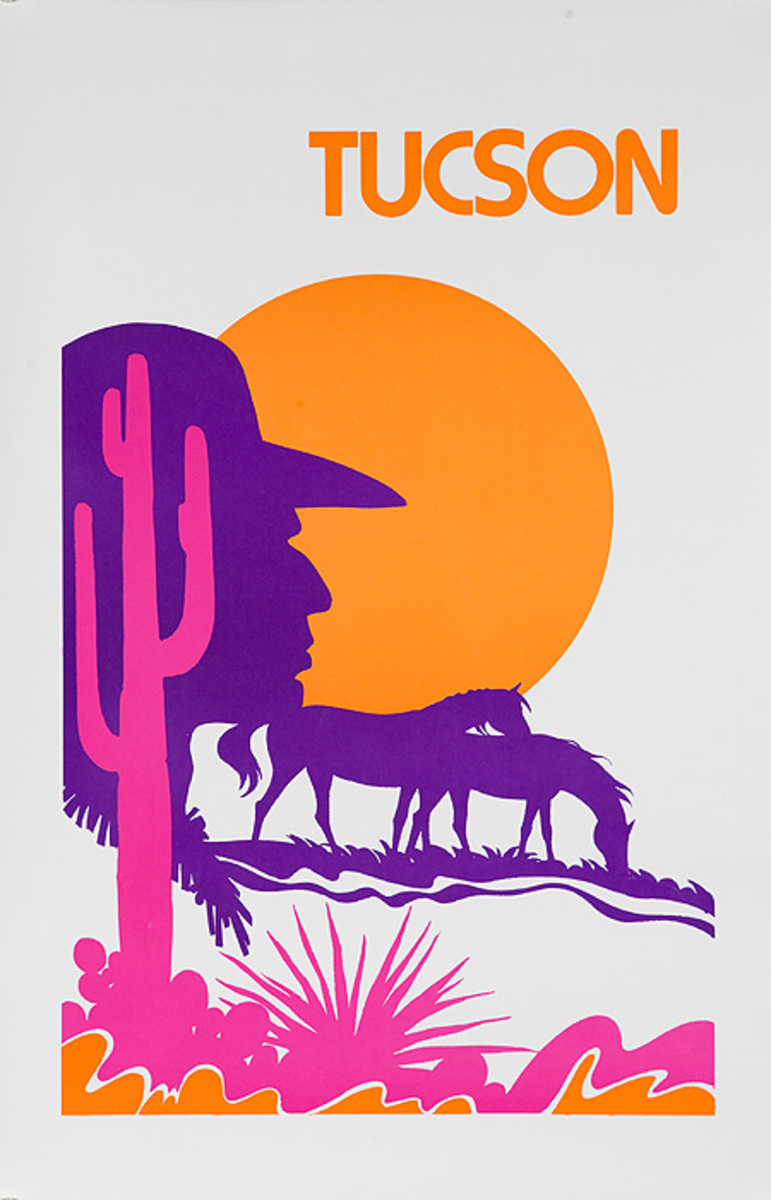 Tucson Arizona Original American Travel Poster Desert Silhouette