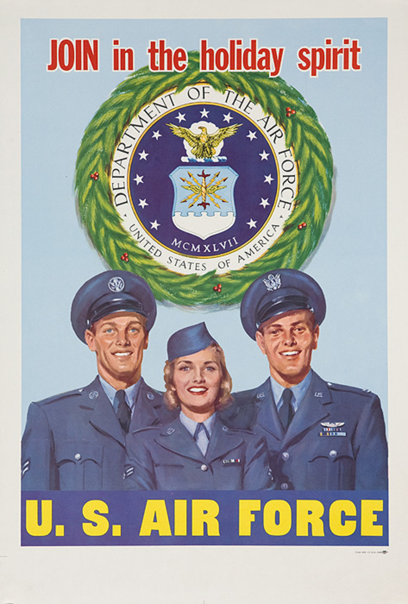 Join The Holiday Spirit Original Korean War US Air Force Recruiting Poster