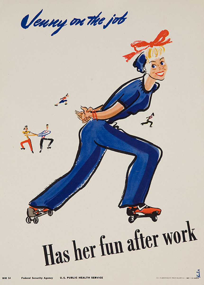 Jenny On the Job Has Her Fun After Work Original American Women's Cause Home-front Poster