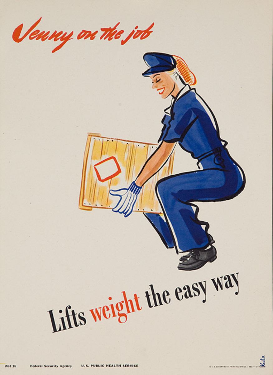 Jenny On the Job Lifts Weights the Easy Way Original American Women's Cause Homefront Poster