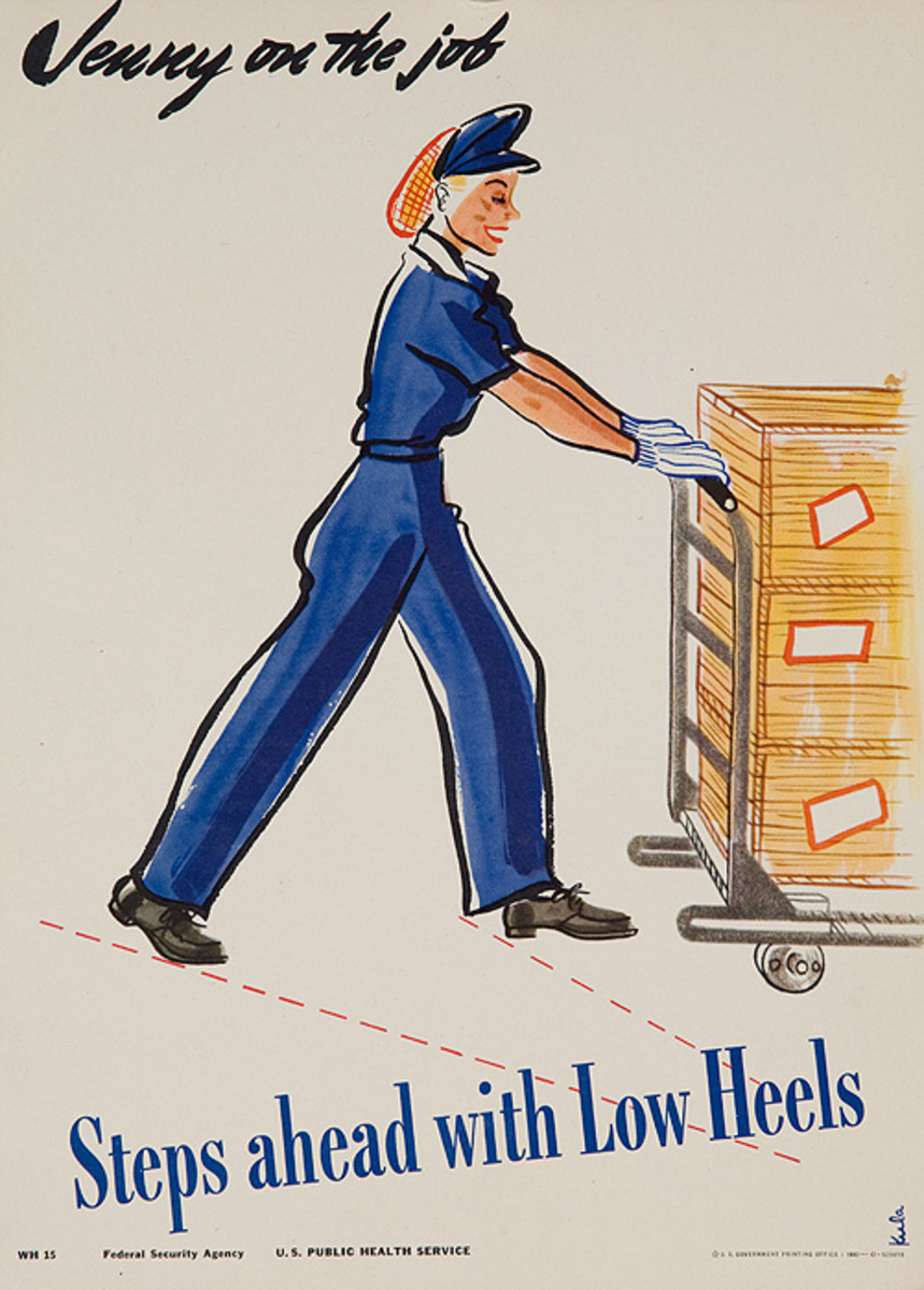 Jenny On the Job Steps Ahead With Low Heels Original American Women's Cause Homefront Poster