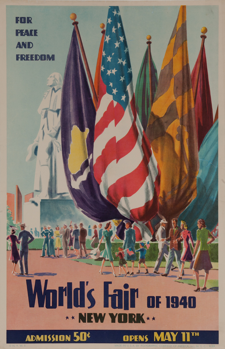 For Peace and Freedom Original 1940 New York World's Fair Poster