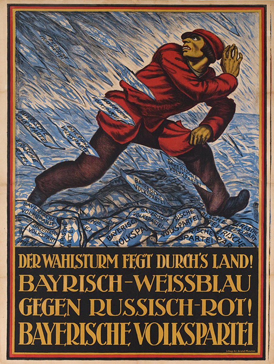 The Election Storm Sweeps Through The Land Original Bavarian Peoples Party German Political Poster