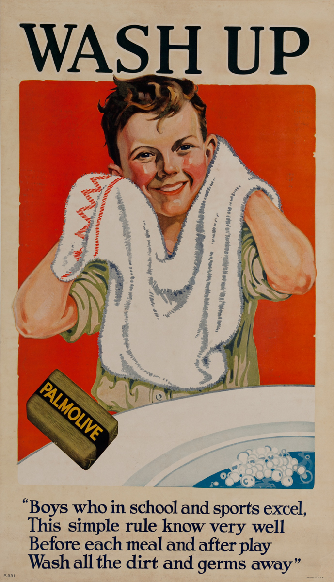 Wash Up Original Palmolive Soap Advertising Poster boy