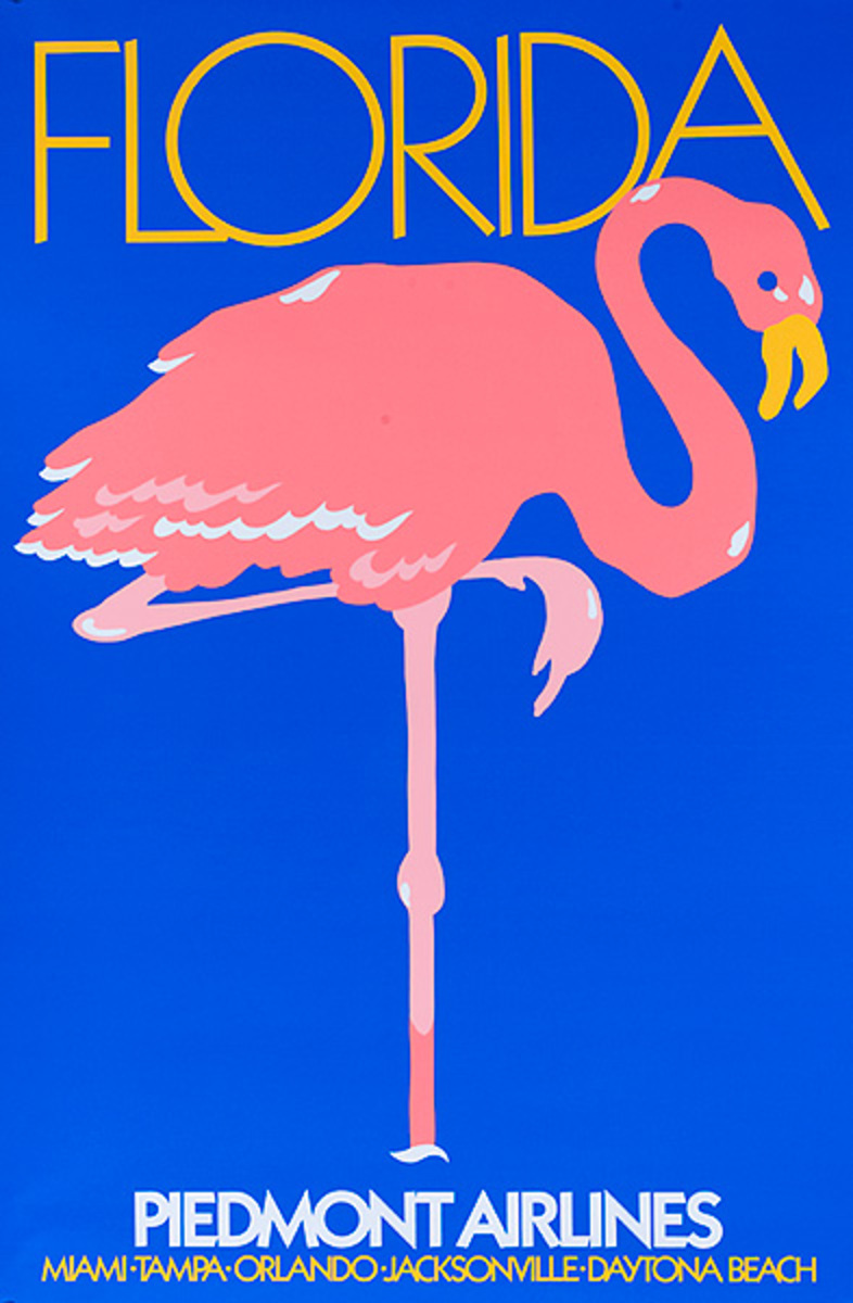Piedmont Airlines Original Travel Poster Florida Flamingo large size