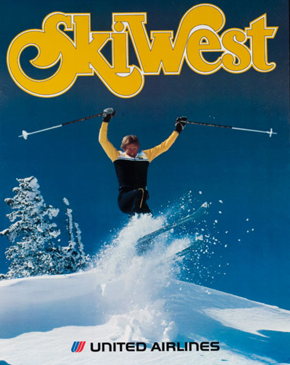 Ski West Original United Airlines Travel Poster
