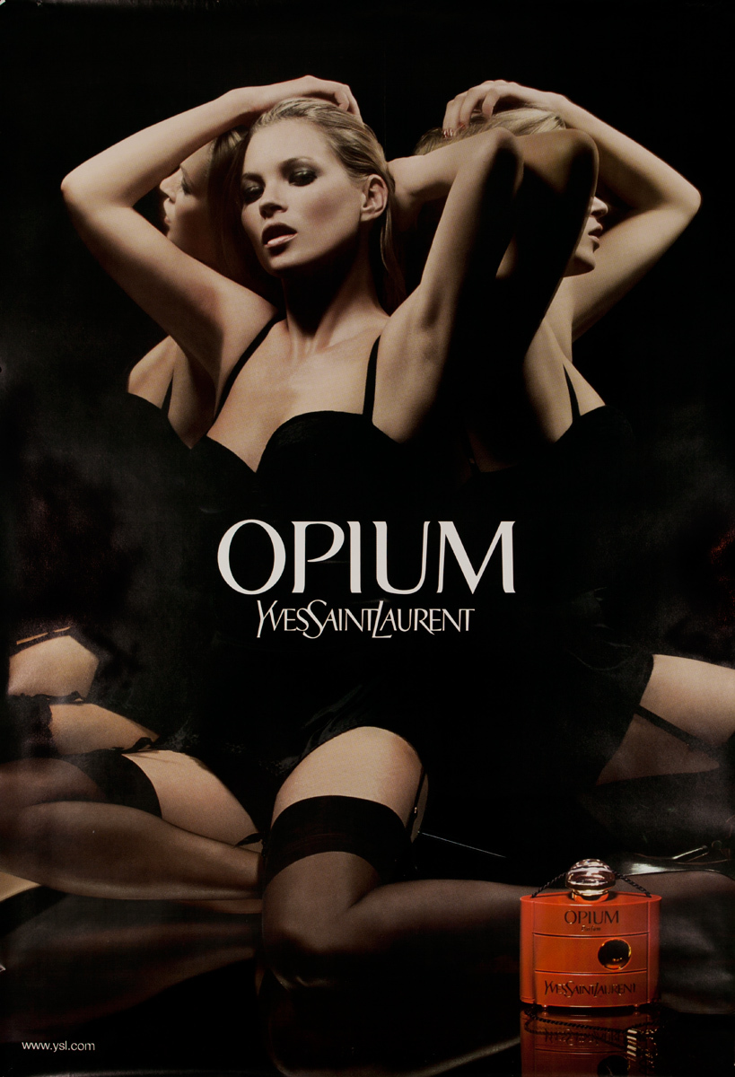 YSL Opium Perfume Original Advertising Poster Girl in mirror