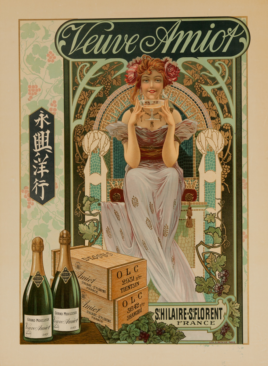 Veuve Amiot Original French Art Nouveau Champagne Poster