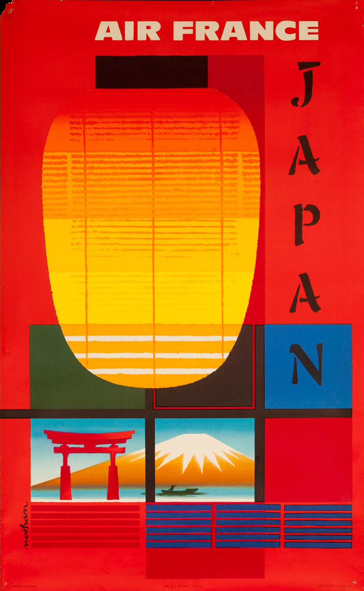 Air France Japan Original Travel Poster lantern