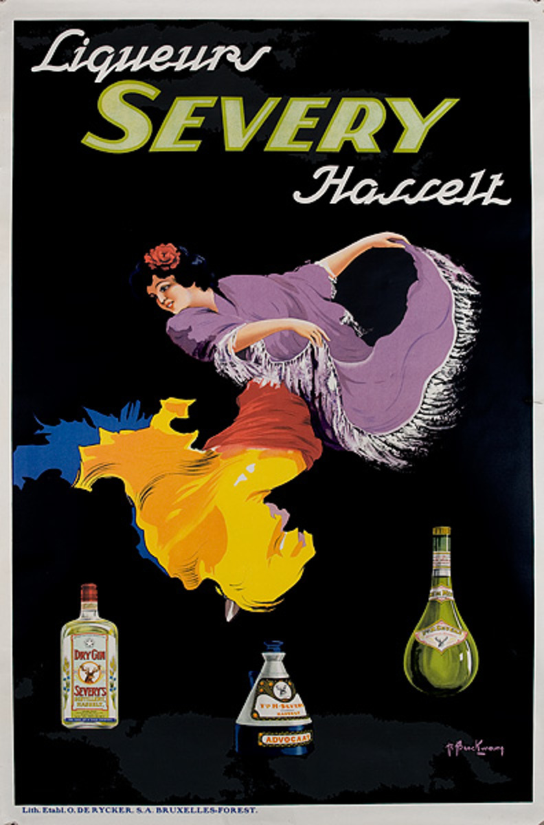 Liquers Severy Hasselt Original Belgian Advertising Poster 