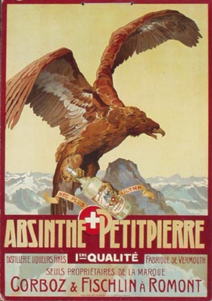 Original Vintage Absinthe Petit Pierre Advertising Poster