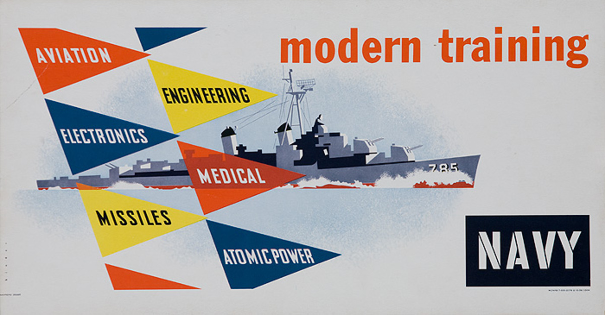 Modern Training Original Korean War Era US Navy Recruiting Poster