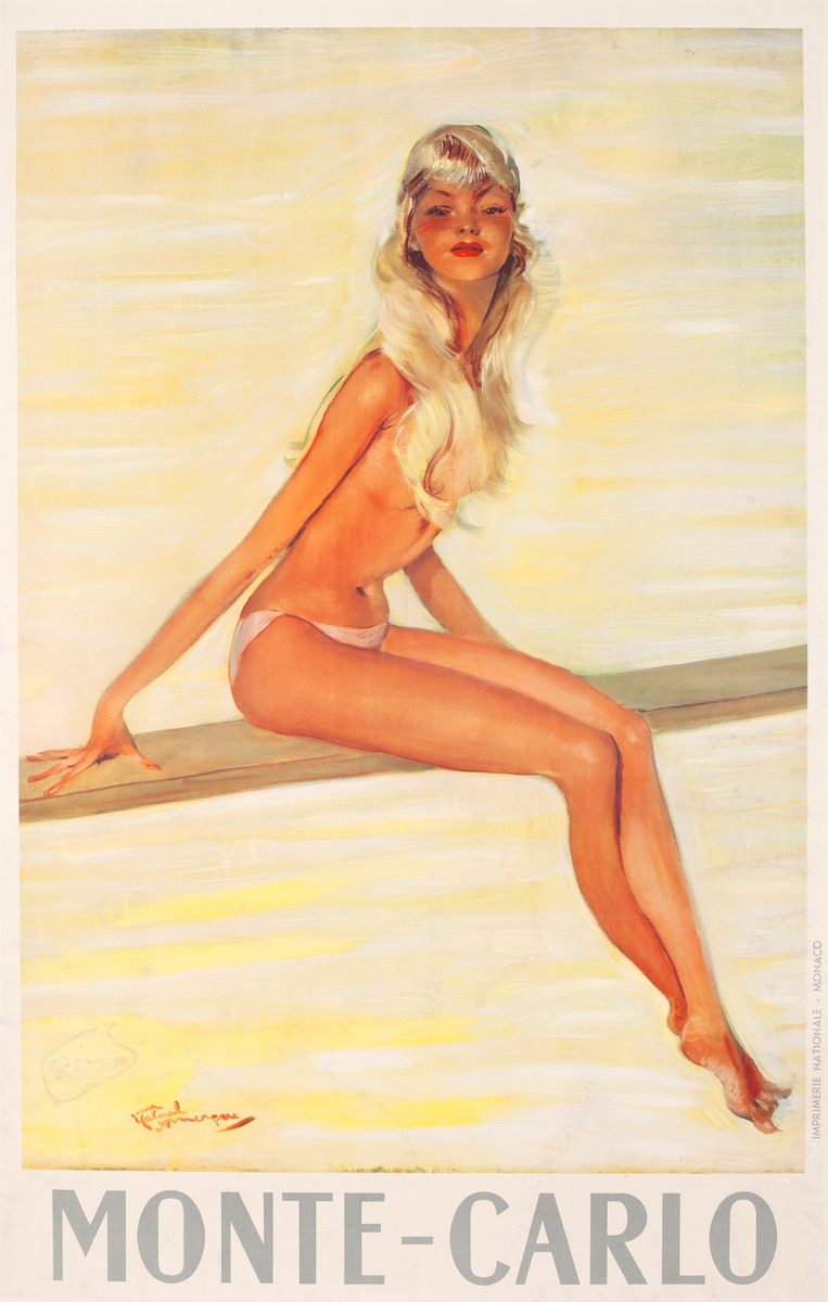 Monte Carlo Travel Poster Blonde on Diving Board