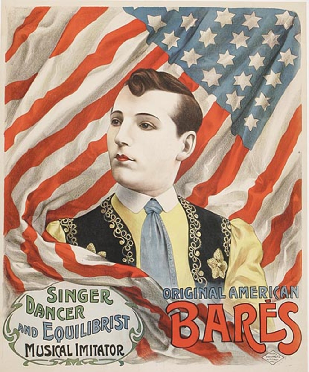Original American Singer Dancer and Equilibrist Bares Original French Theatre Advertising Poster