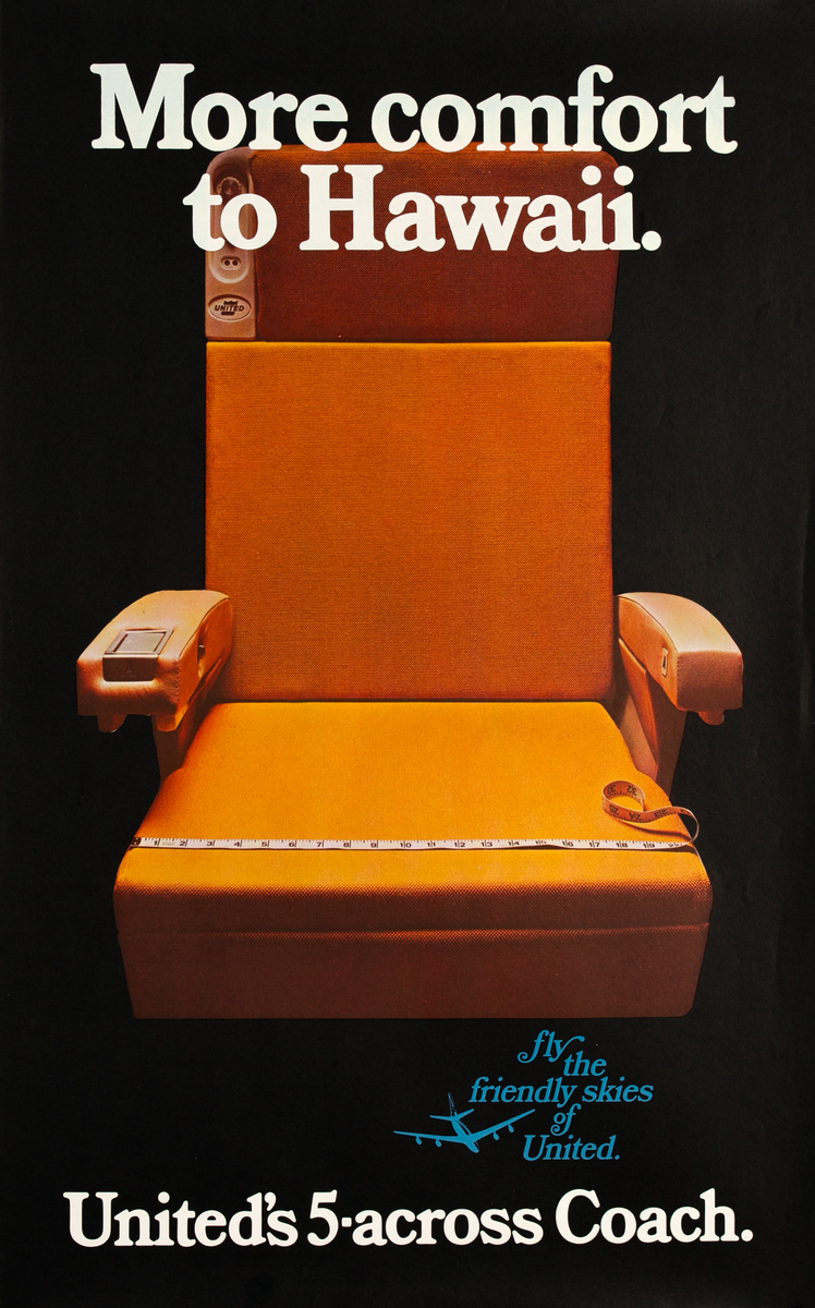More Comfort to Hawaii Original United Airlines Travel Poster