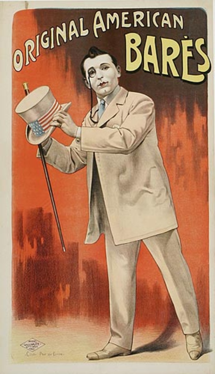 Original American Bares Original French Theatre Advertising Poster