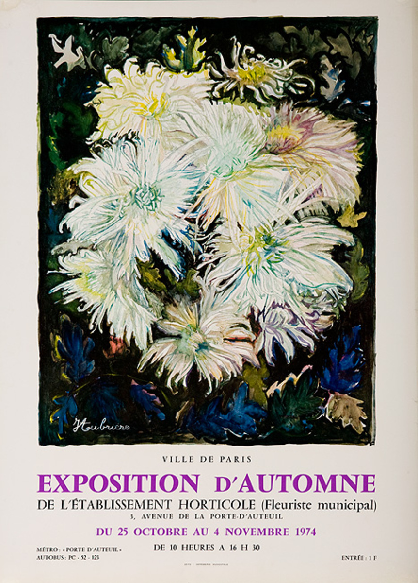 Exposition d'Automne 1974 Original French Flower Show Poster