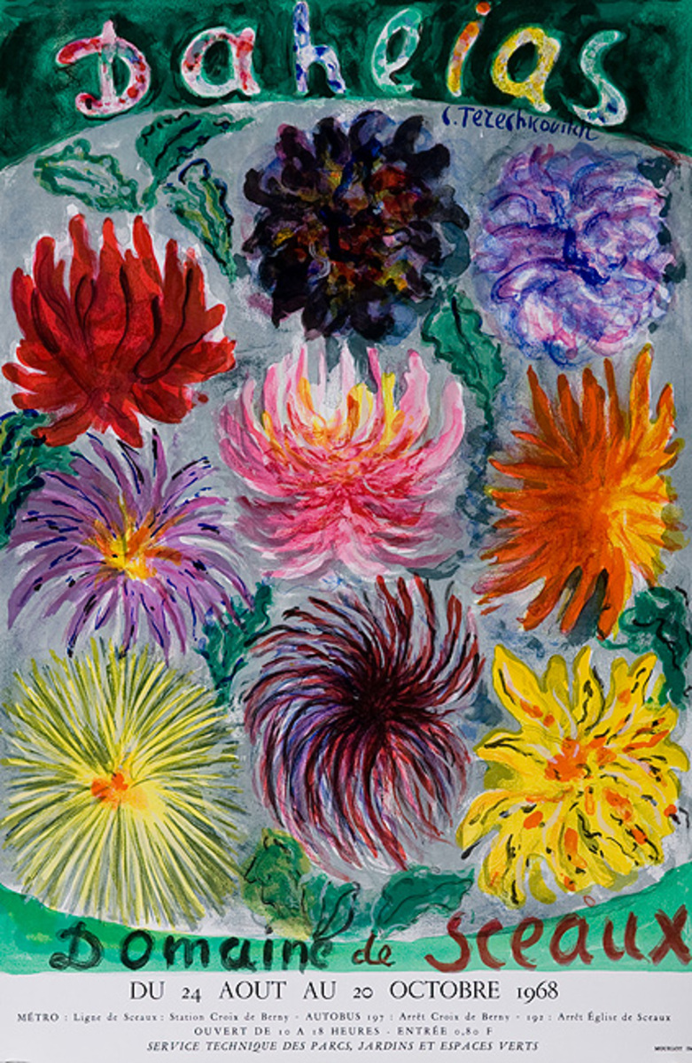 Daheias Dahlias Domaine de Sceaux Original French Flower Show Poster