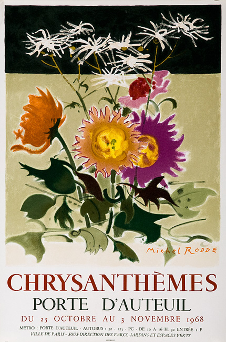 Chrysanthememes Chrysanthemum  Original French Flower Show Poster