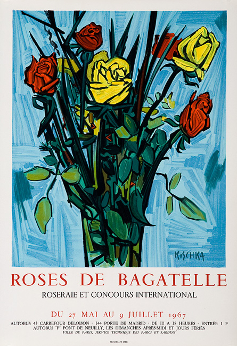 Roses de Bagatelle Original French Flower Show Poster 1967