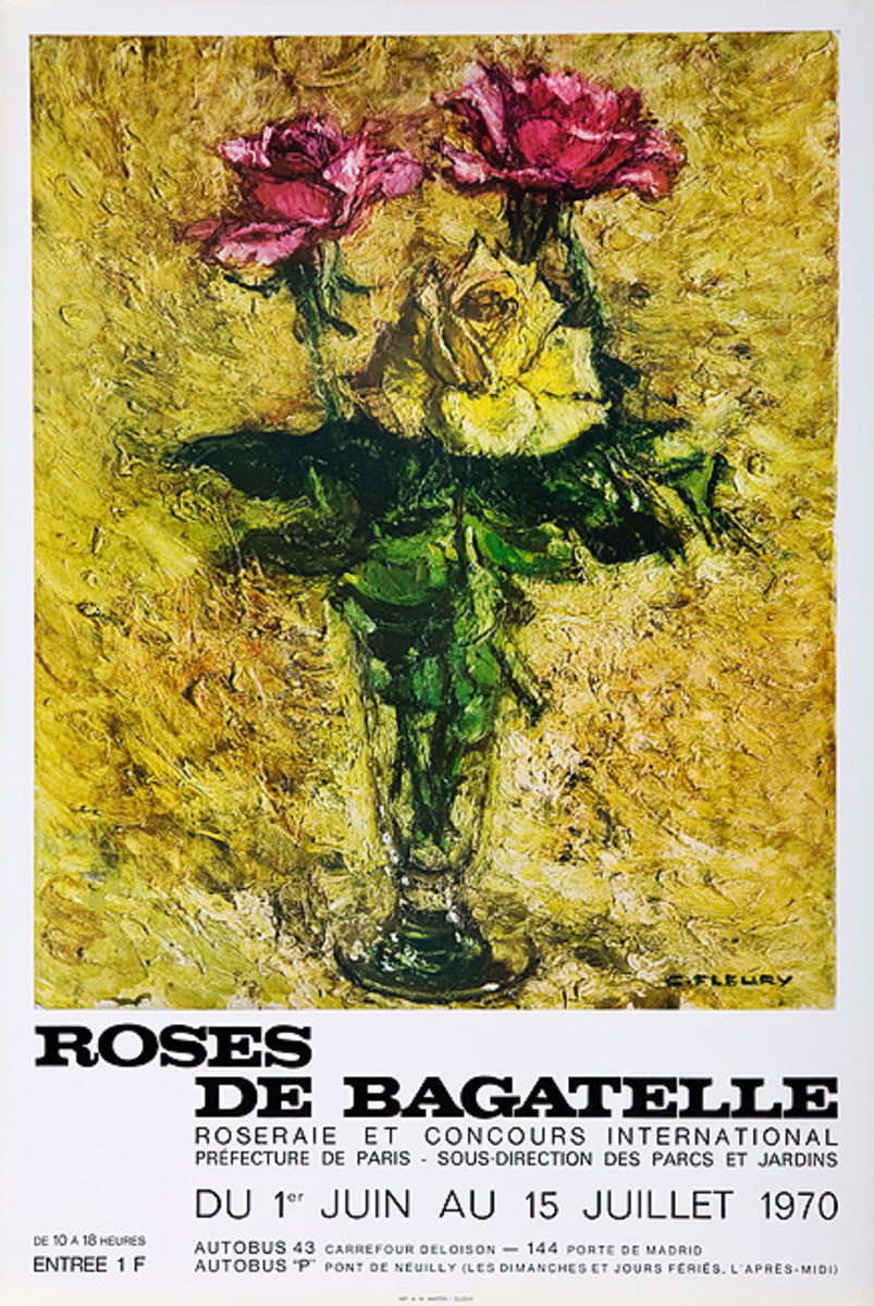 Roses de Bagatelle 1970 Original French Flower Show Poster