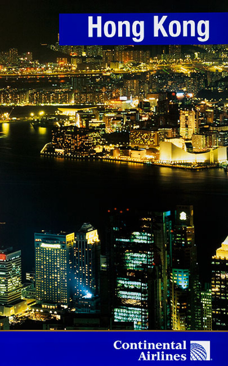 Original Continental Airlines Travel Poster Hong Kong Harbor View Photo