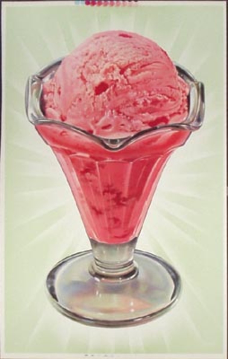 Original Giant Strawberry Ice Cream Poster