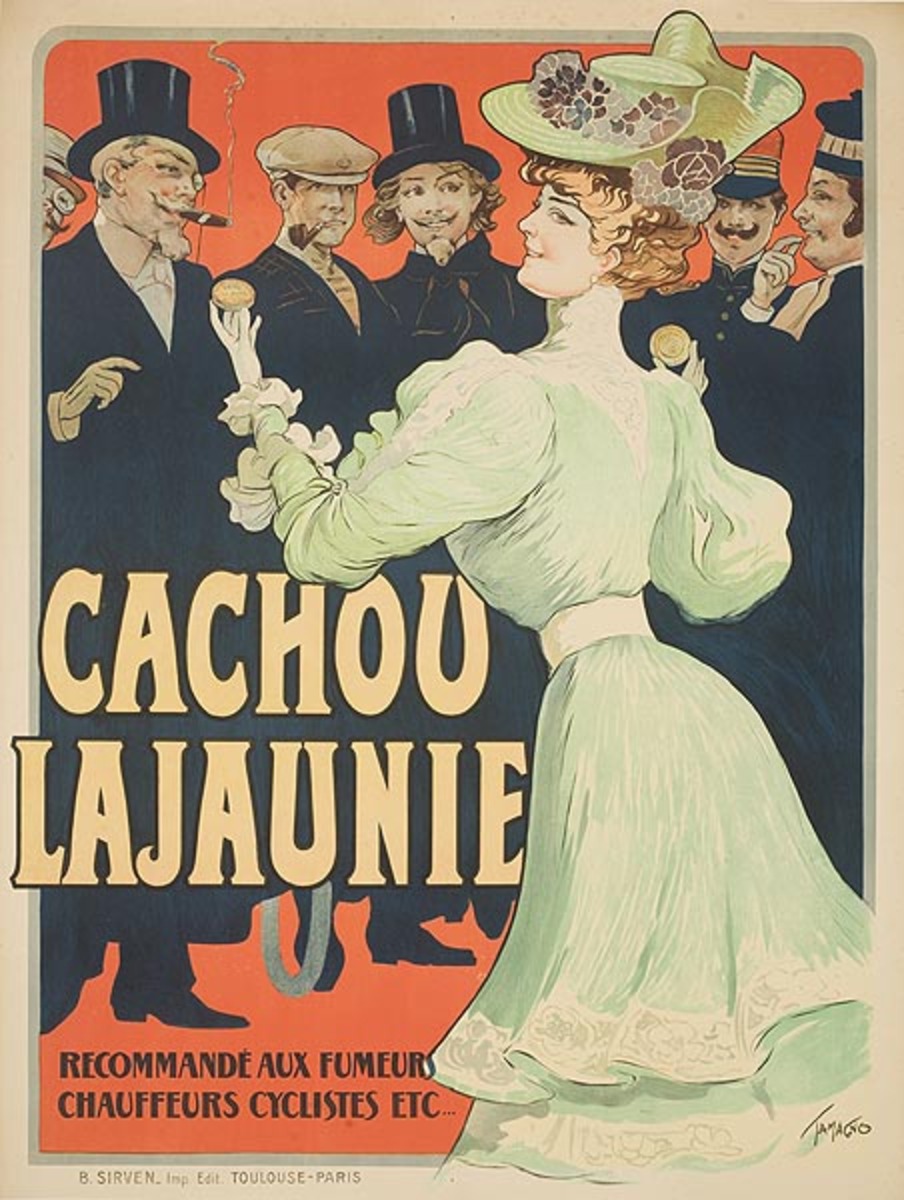 Original French Advertising Poster Cachou Lajaunie Tamagno