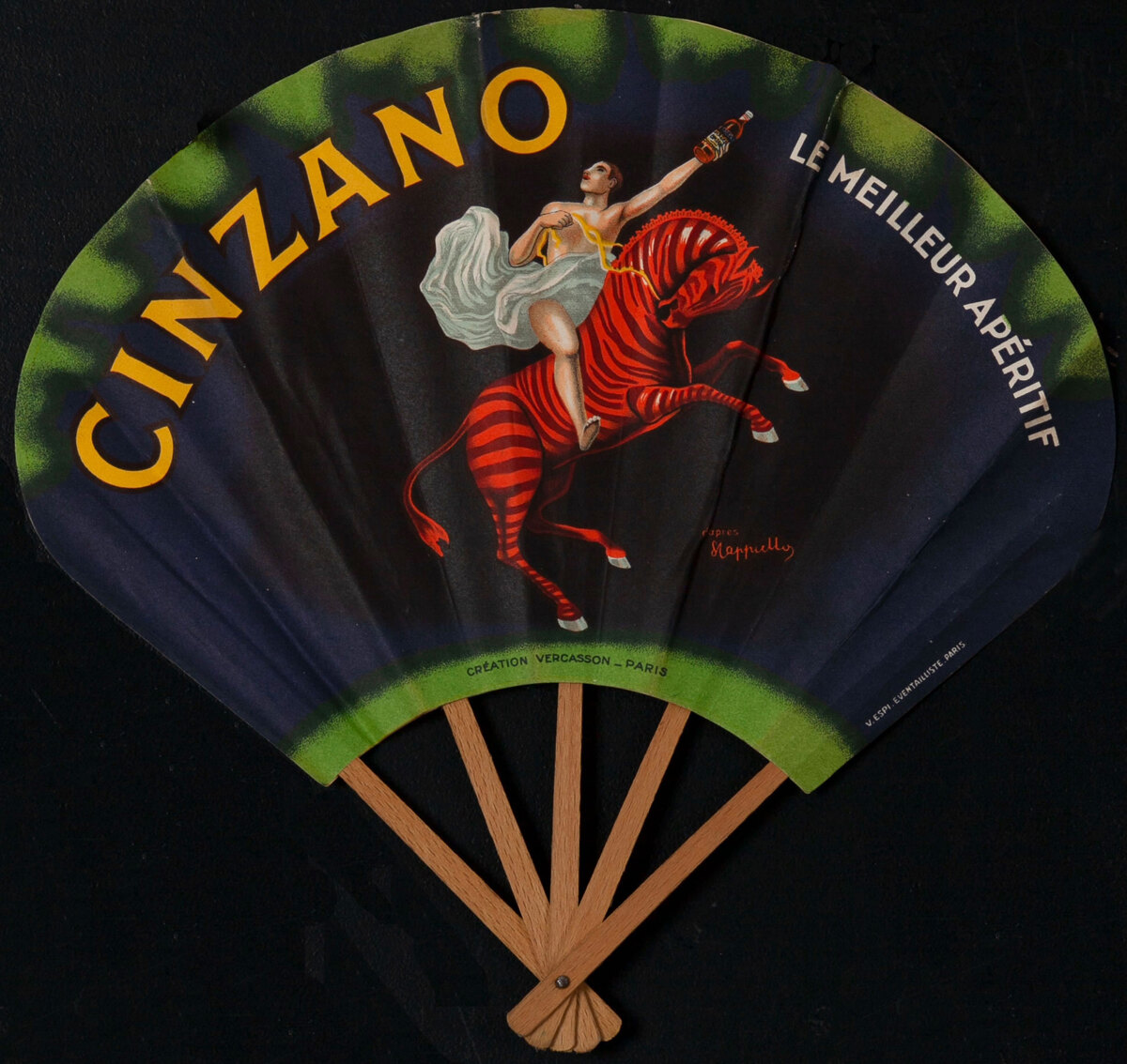 Original Cinzano Advertising Fan D'apres Cappiello
