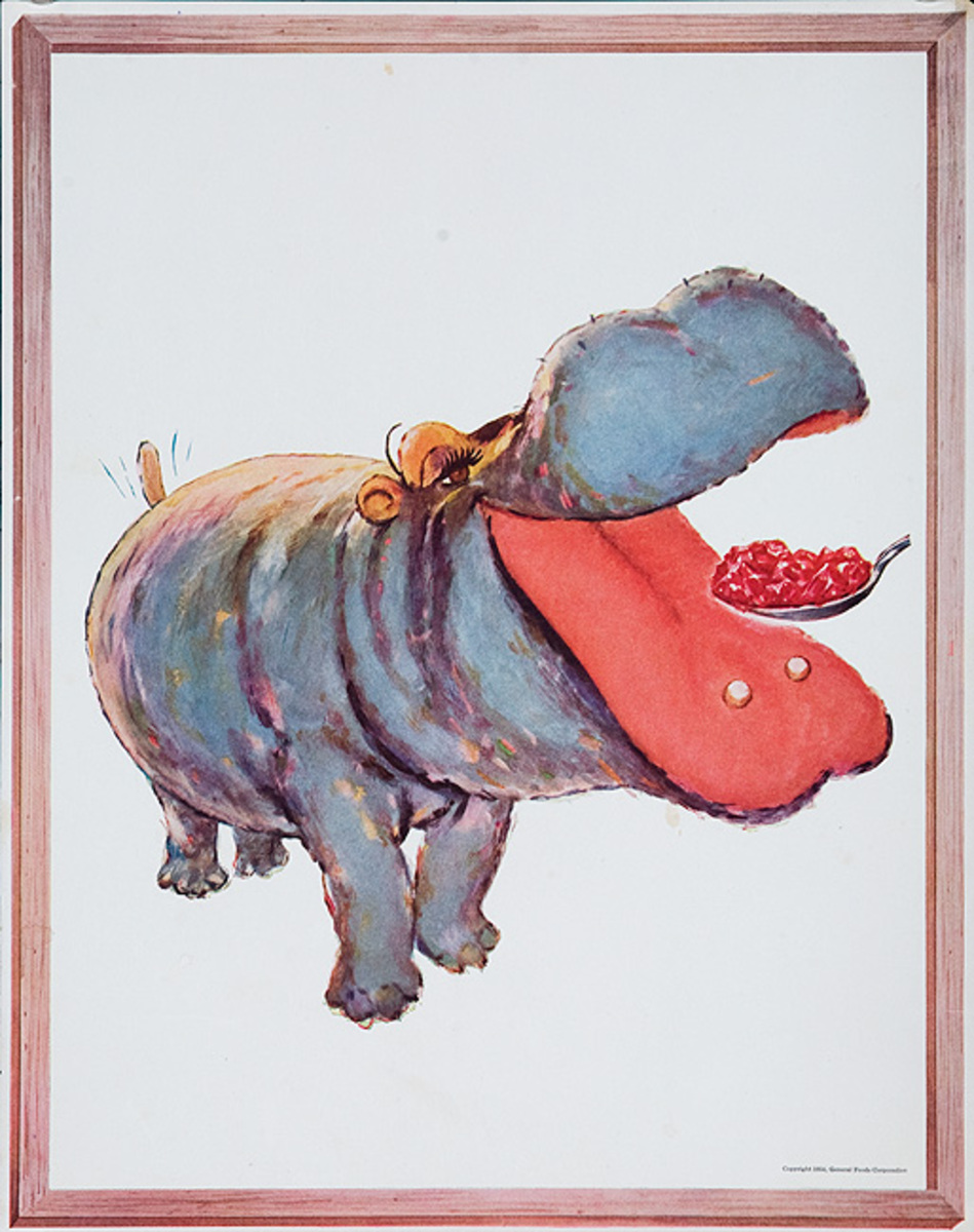 Original Jello Advertising Poster Hippo