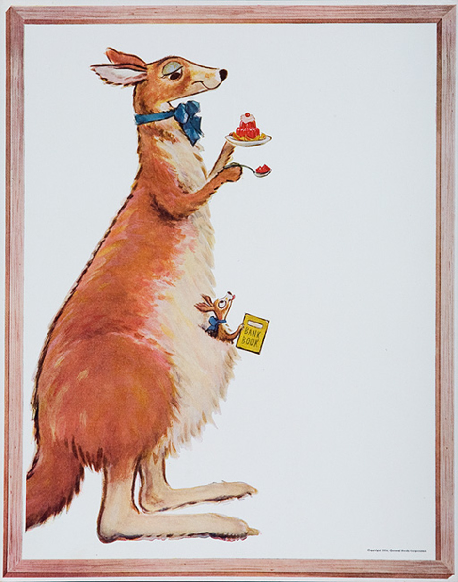 Original Jello Advertising Poster Kangaroo