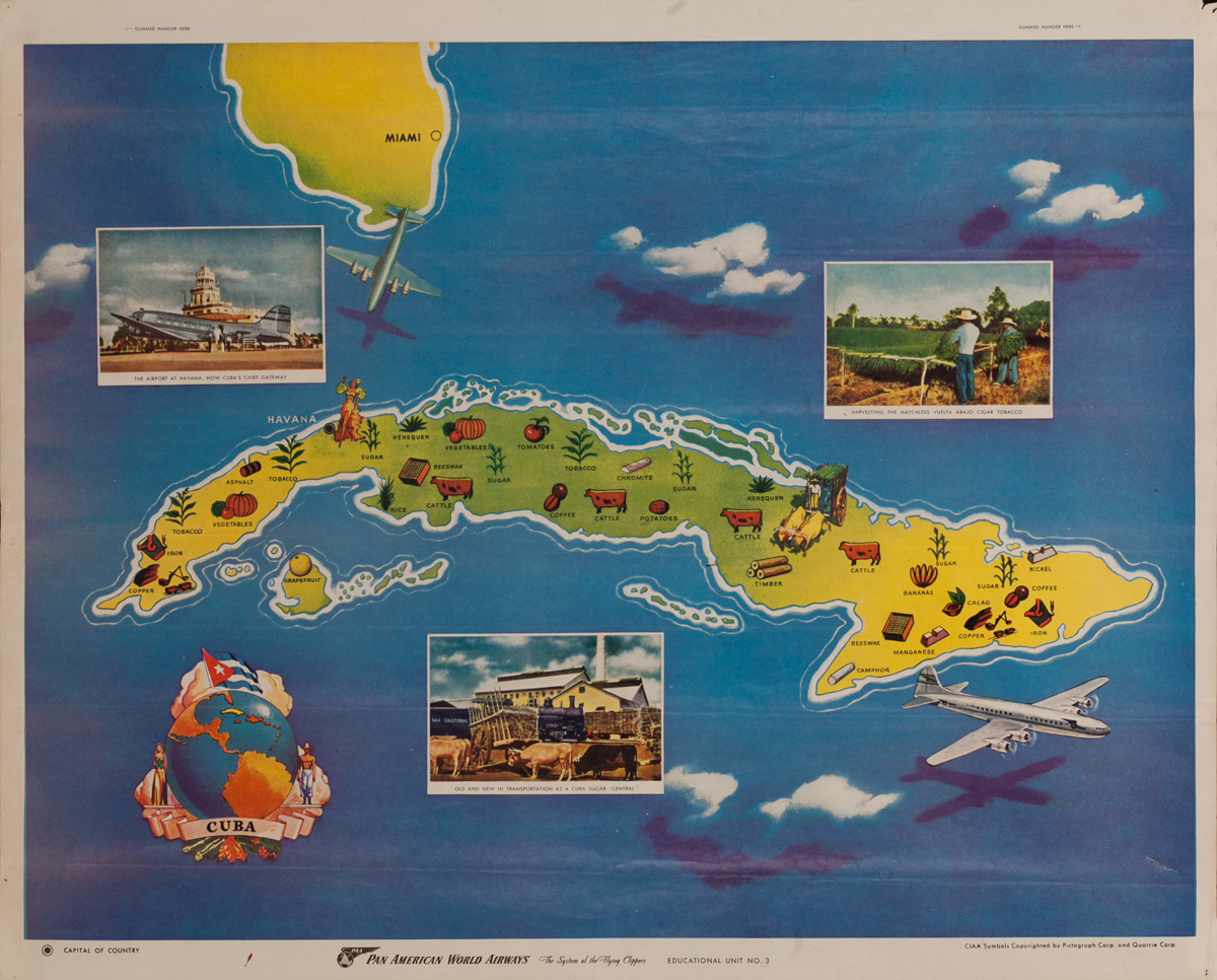 Pan American World Airways  Cuba Map Poster