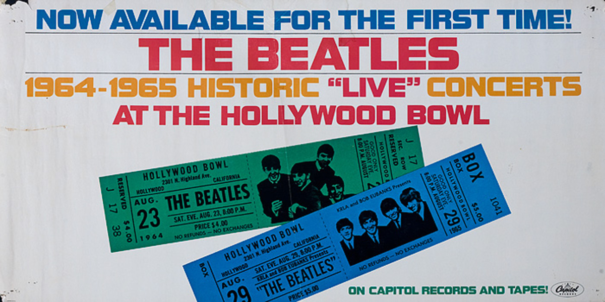 Now Available for the First Time The Beatles Live at the Hollywood Bowl Original ALbum Advertising Poster