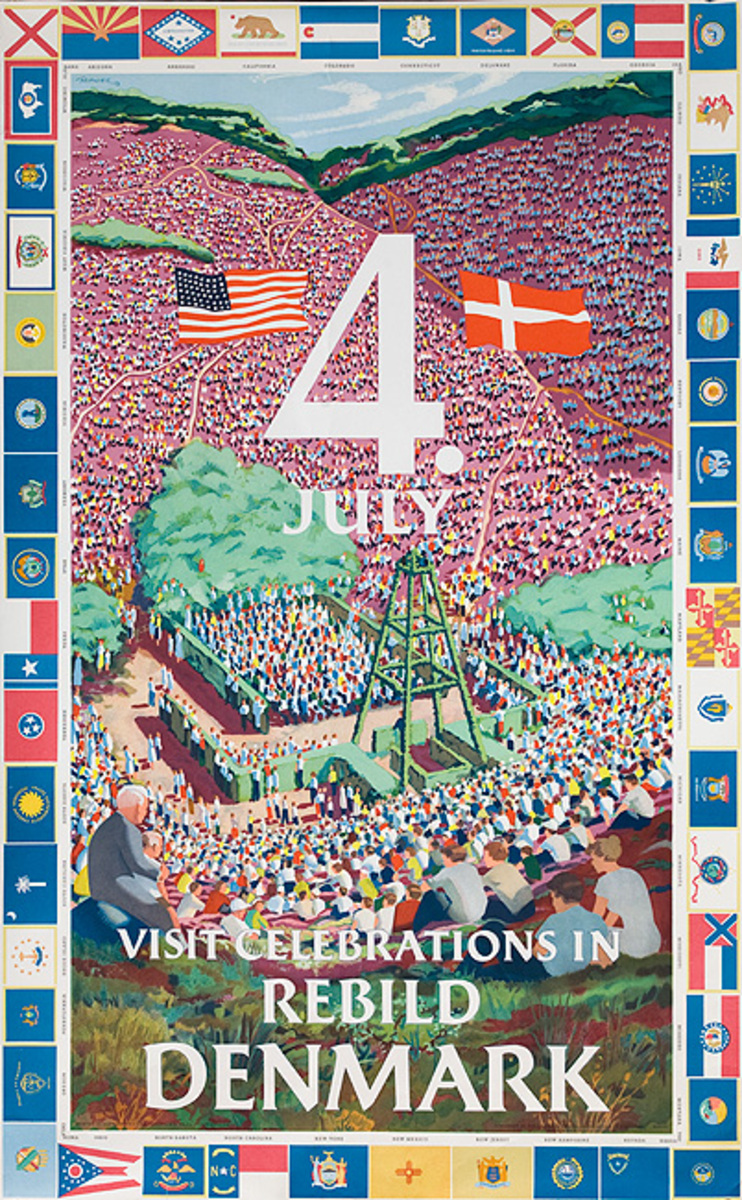 Visit Celebrations in Rebild Denmark Original Danish Travel Poster